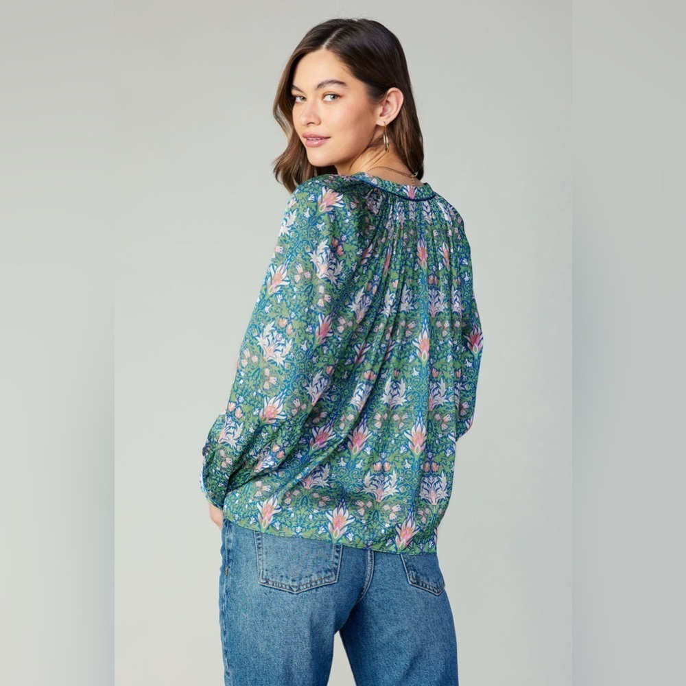 NWT CURRENT AIR Floral Nouveau Piping Blouse (T1) - Picture 3 of 11